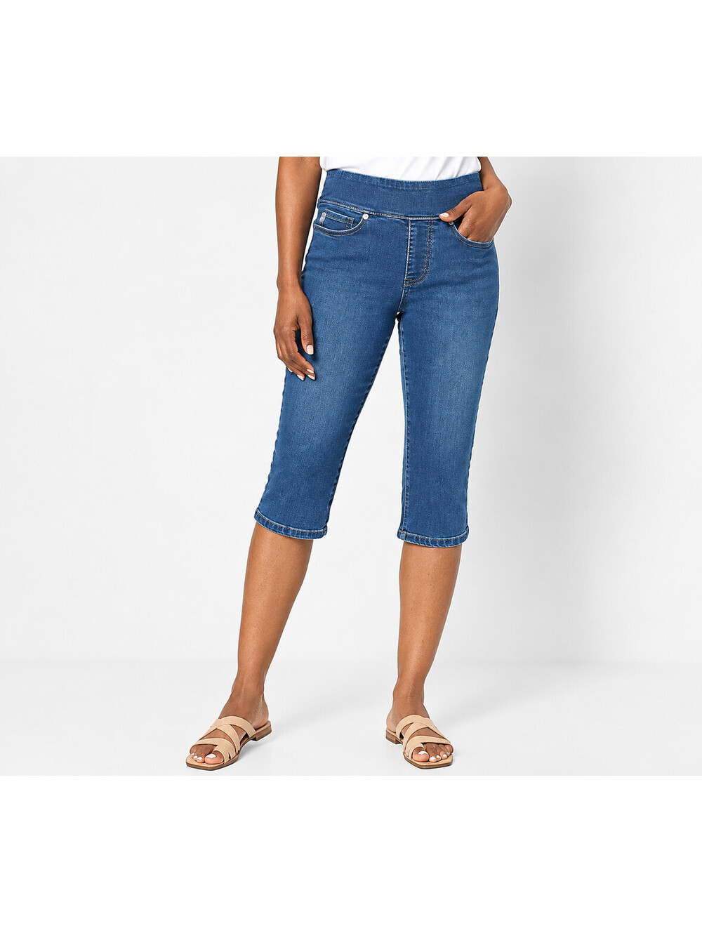 Belle by Kim Gravel TripleLuxe Denim Pedal Pushers Jeans Rinse Wash, Tall 32